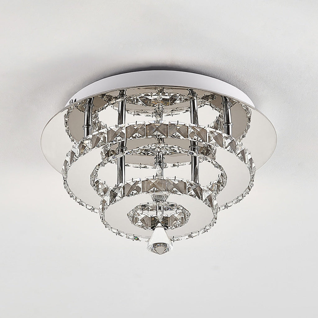 Chrome Crystal 30W LED Semi-Flush Ceiling Light