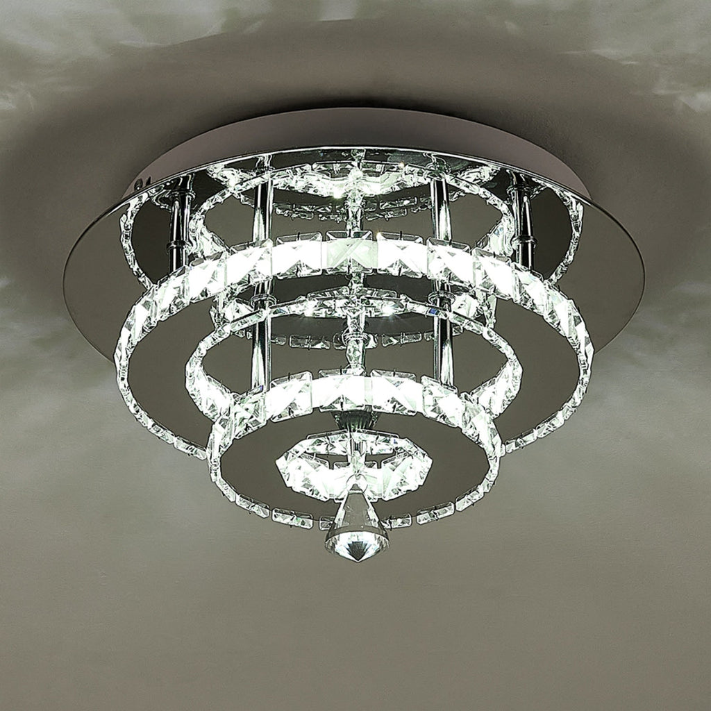 Chrome Crystal 30W LED Semi-Flush Ceiling Light
