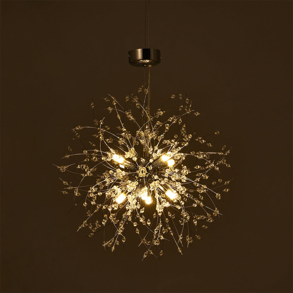Dandelion-Style Chrome Crystal Pendant Light
