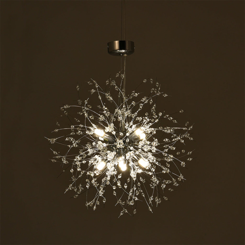 Dandelion-Style Chrome Crystal Pendant Light