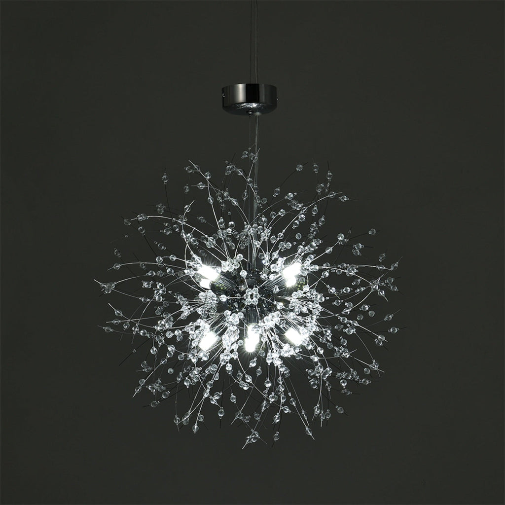 Dandelion-Style Chrome Crystal Pendant Light