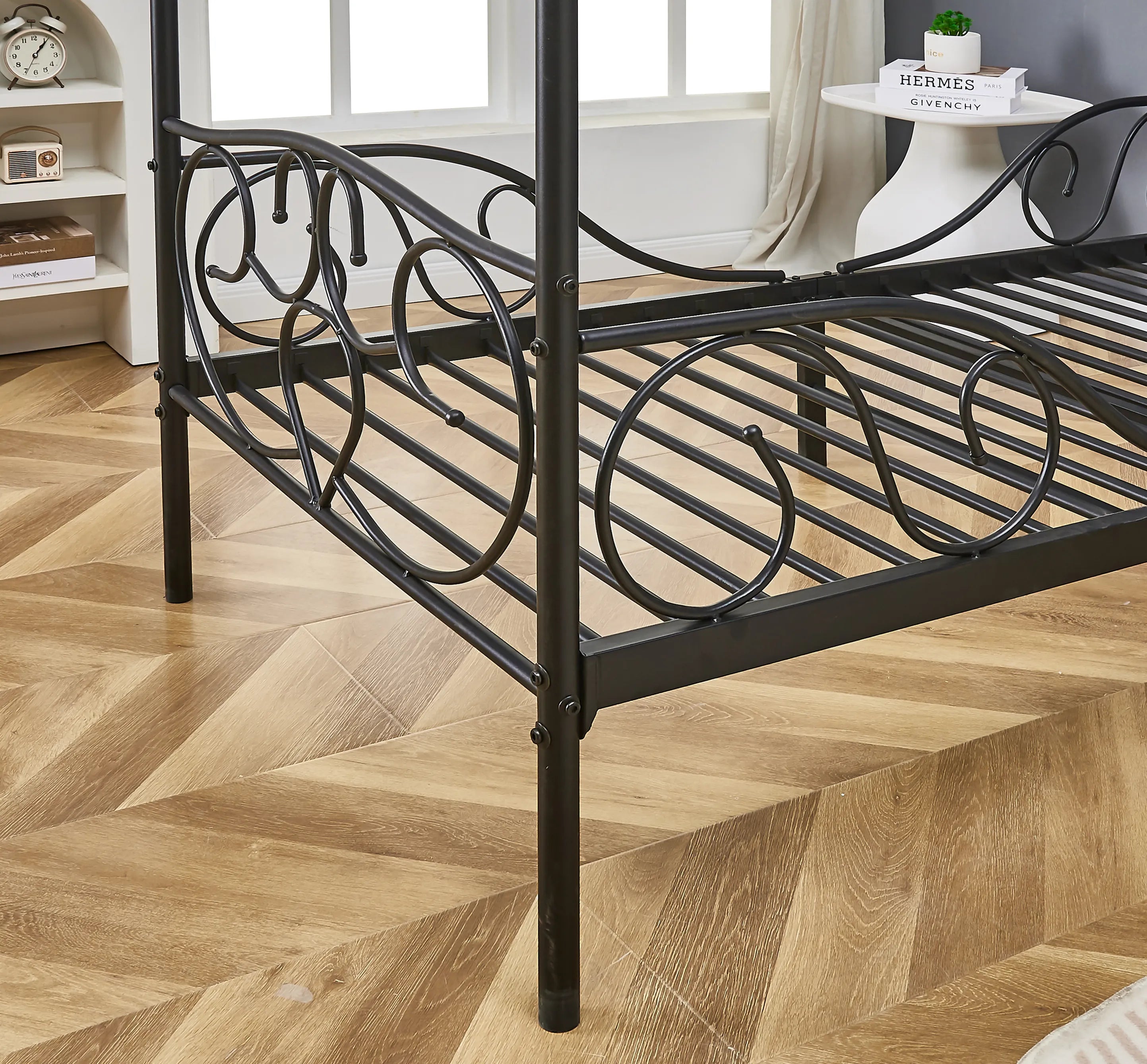 Lila Metal Four Poster Princess Black Bed Frame