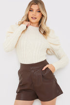 Cable Knit Puff Long Sleeve Bodysuit