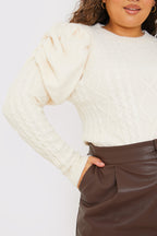 Cable Knit Puff Long Sleeve Bodysuit