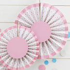 Pink Spotty Fan Decorations - Little Lady or Mini Mister- 5 Inner Pack