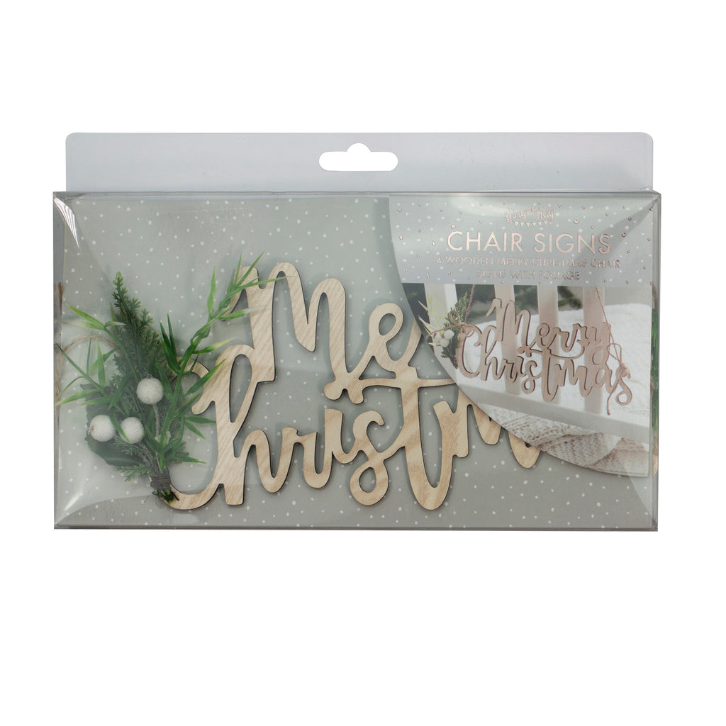Wooden Merry Christmas Chair Decorations