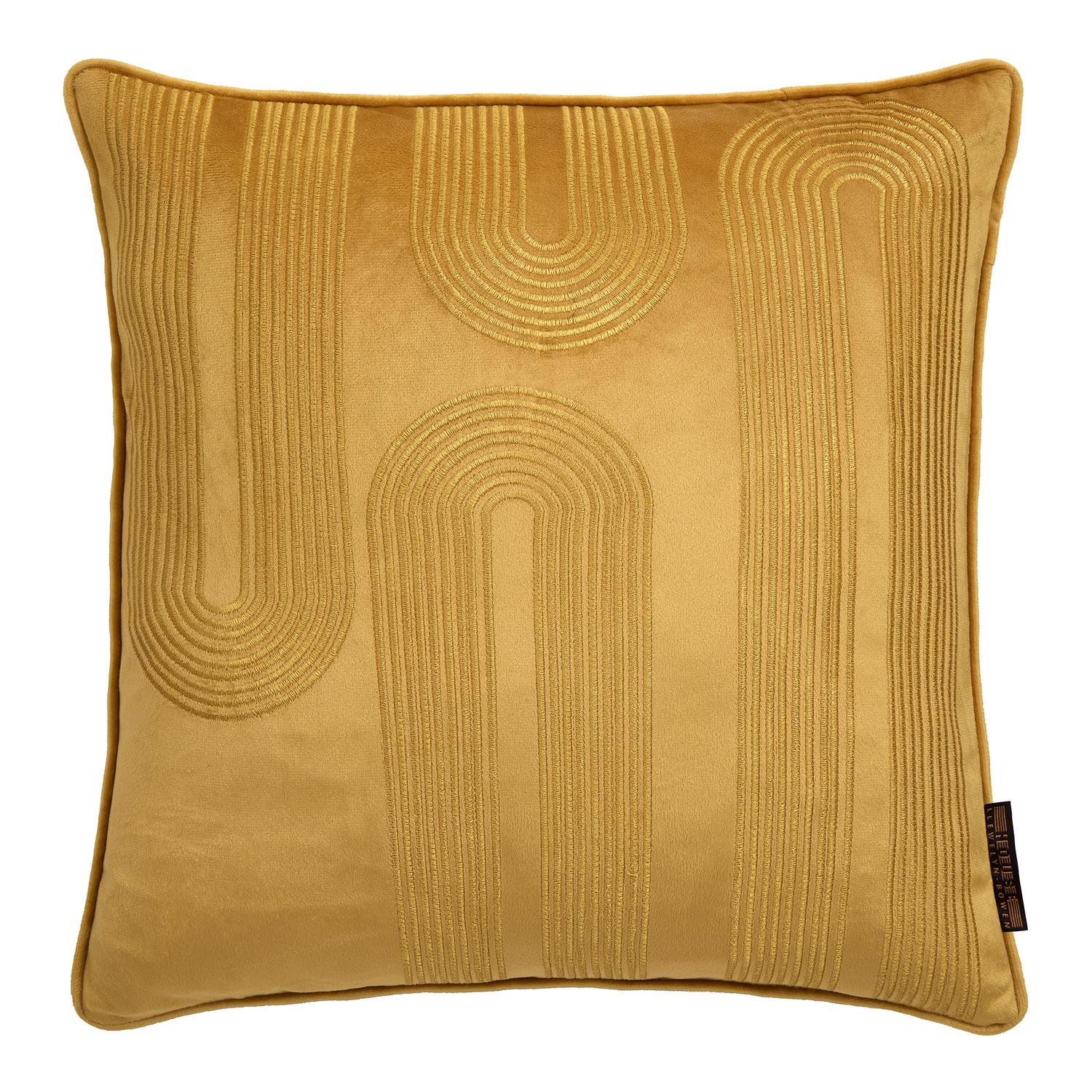 Laurence Llewelyn-Bowen Diva Embroidery Ochre Cushion (43cm x 43cm)