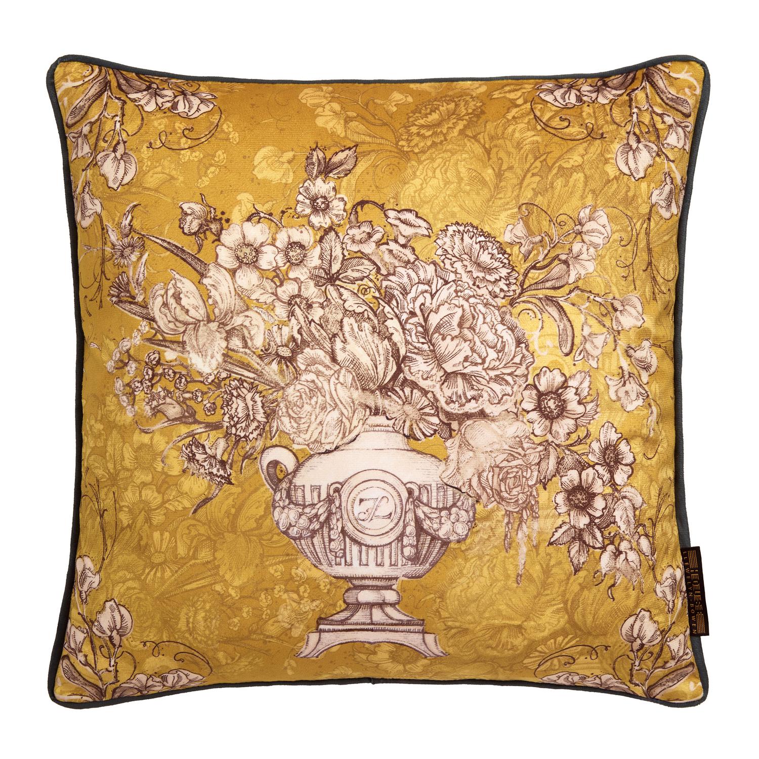 Laurence Llewelyn-Bowen Velvet Tuscan Holiday Ochre Cushion (43cm x 43cm)