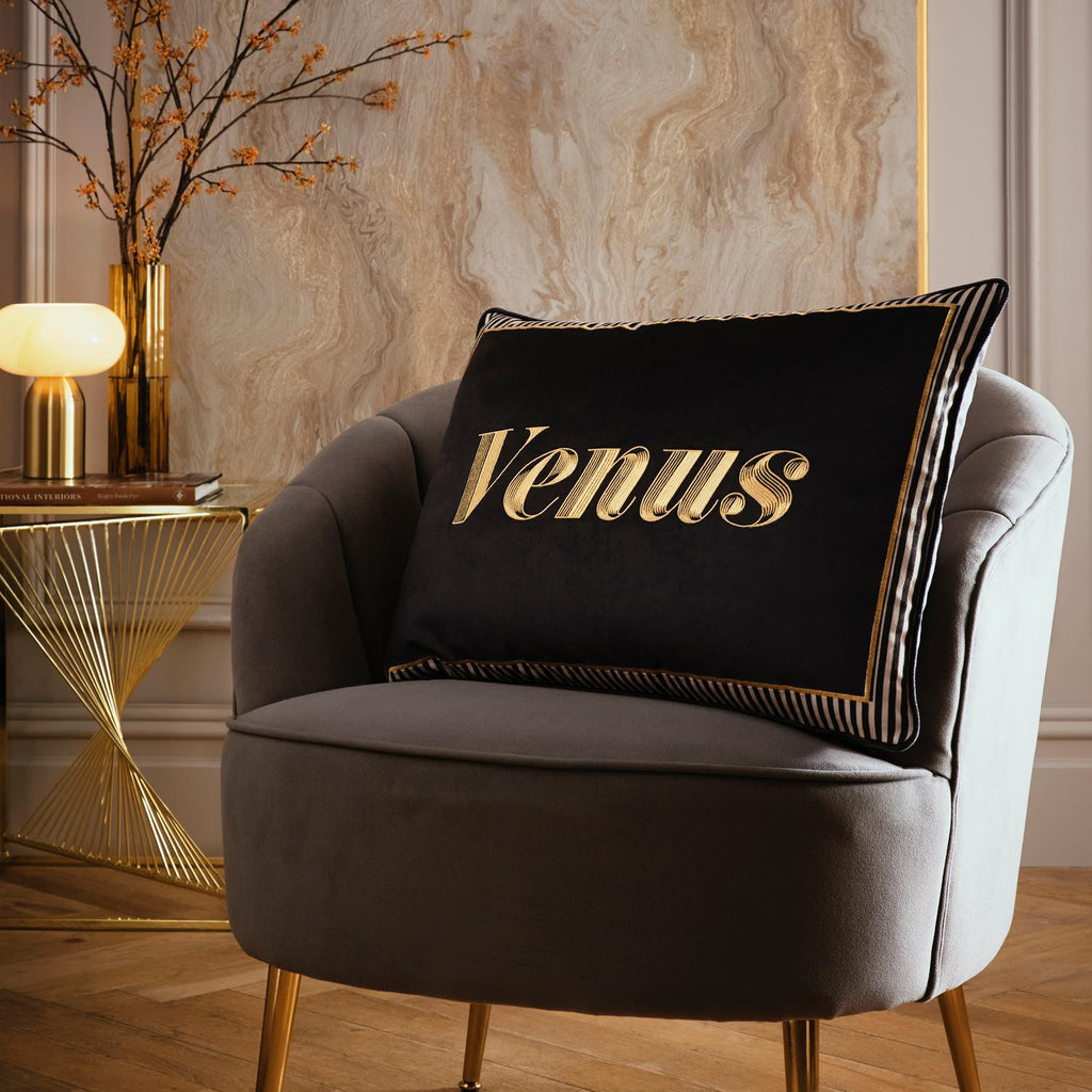 Laurence Llewelyn-Bowen Velvet Venus Signature Black Cushion (40cm x 60cm)