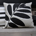 Leaf Print Natural Outdoor Cushion (43cm x 43cm)