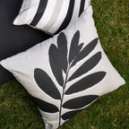 Leaf Print Natural Outdoor Cushion (43cm x 43cm)