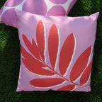 Leaf Print Pink Outdoor Cushion (43cm x 43cm)