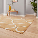 Catherine Lansfield Linear Curve Ochre Rug