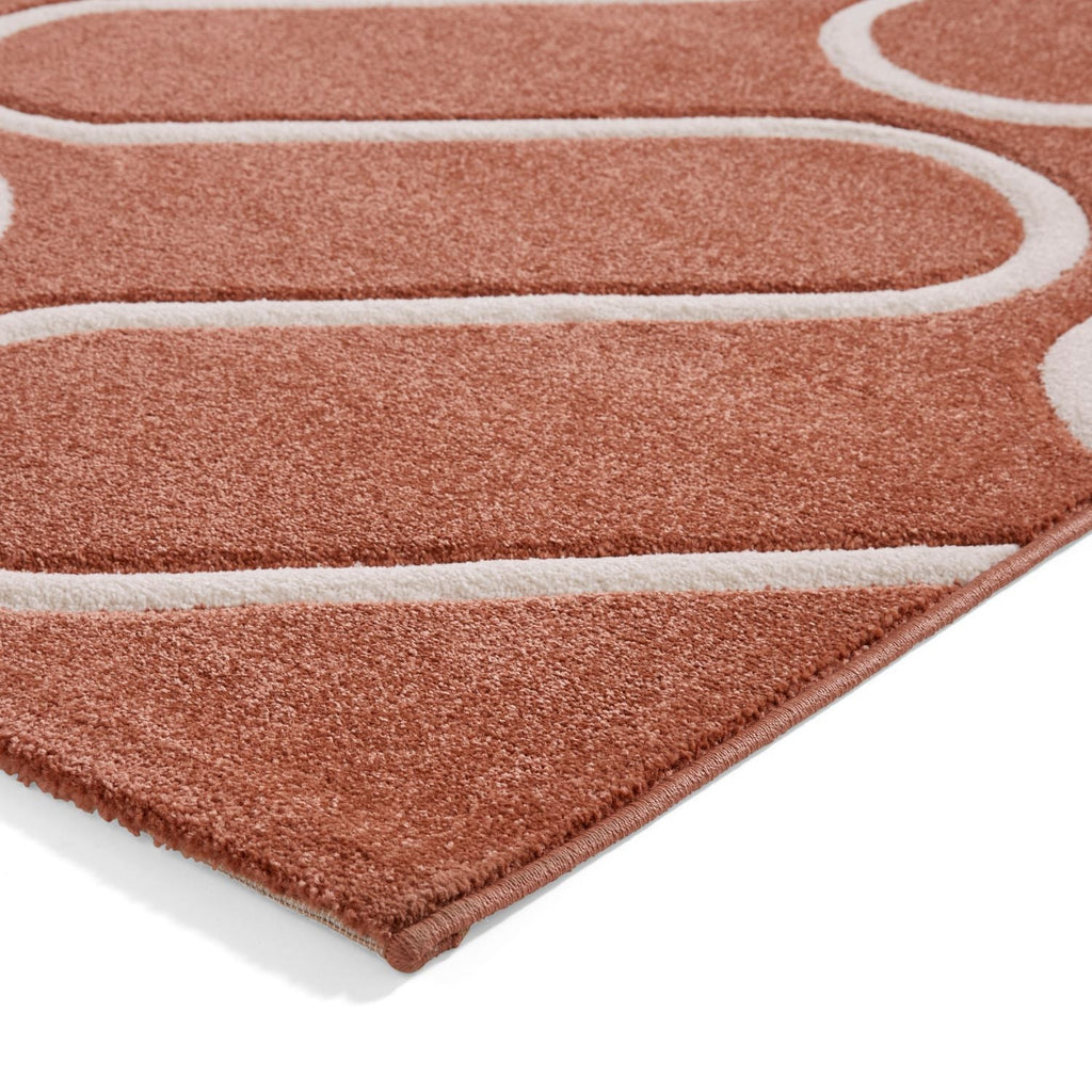 Catherine Lansfield Linear Curve Terracotta Rug