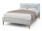Ludlow LED Fabric Headboard Crushed Silver Velvet Bed