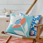 Luna Duck Egg Reversible Floral Outdoor Cushion (43cm x 43cm)