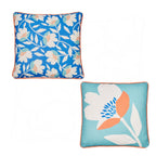 Luna Duck Egg Reversible Floral Outdoor Cushion (43cm x 43cm)