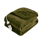 Silentnight Luxury Olive Green Fleece Heated Throw