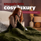 Silentnight Luxury Olive Green Fleece Heated Throw