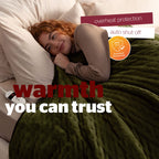 Silentnight Luxury Olive Green Fleece Heated Throw