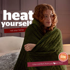 Silentnight Luxury Olive Green Fleece Heated Throw