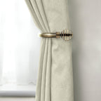 Antique Brass Metal Sliced Curtain Holdbacks (Pair)