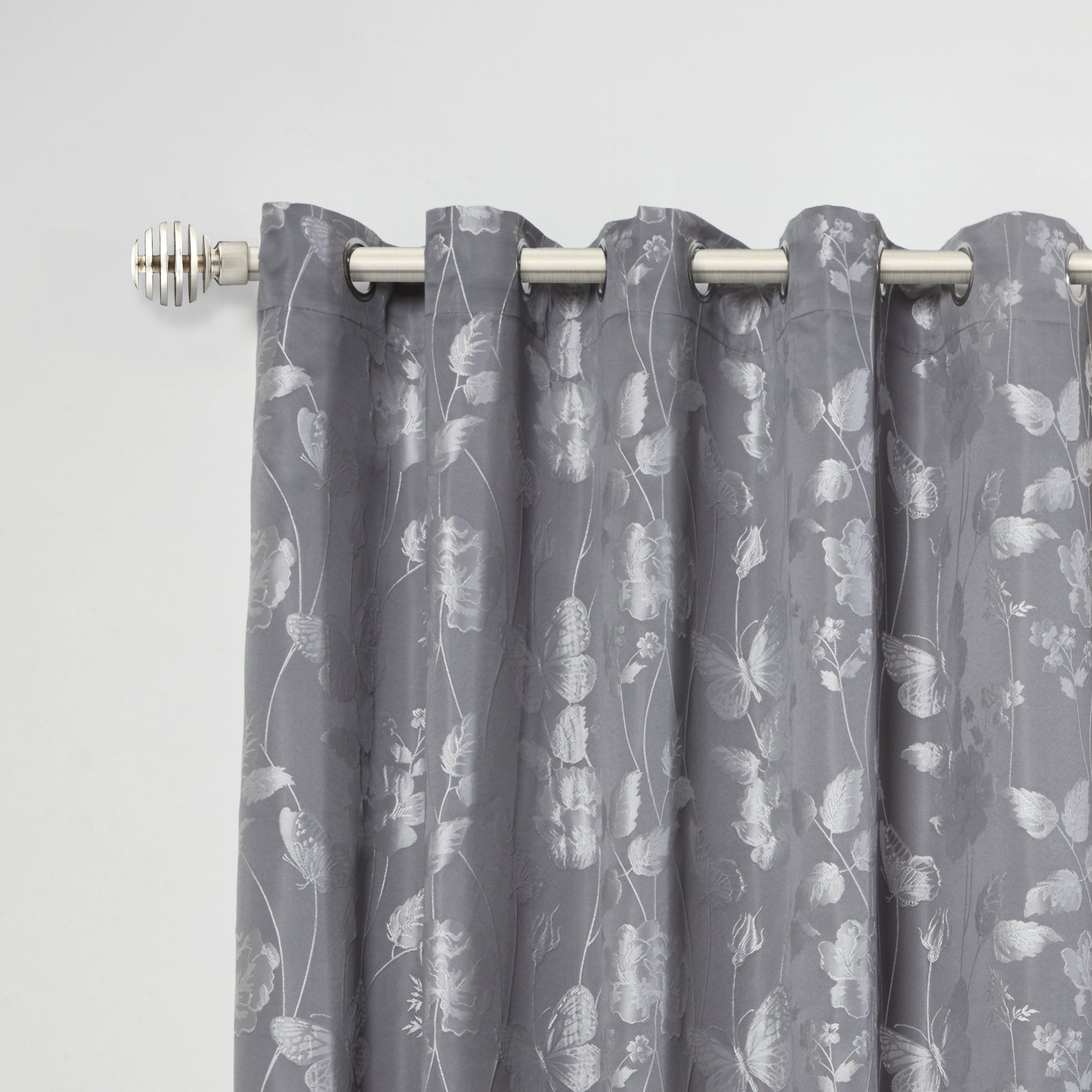 Brushed Silver Metal Sliced Extendable Curtain Pole