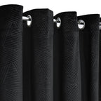 Midnight Black Embossed Velvet Thermal Eyelet Door Curtain