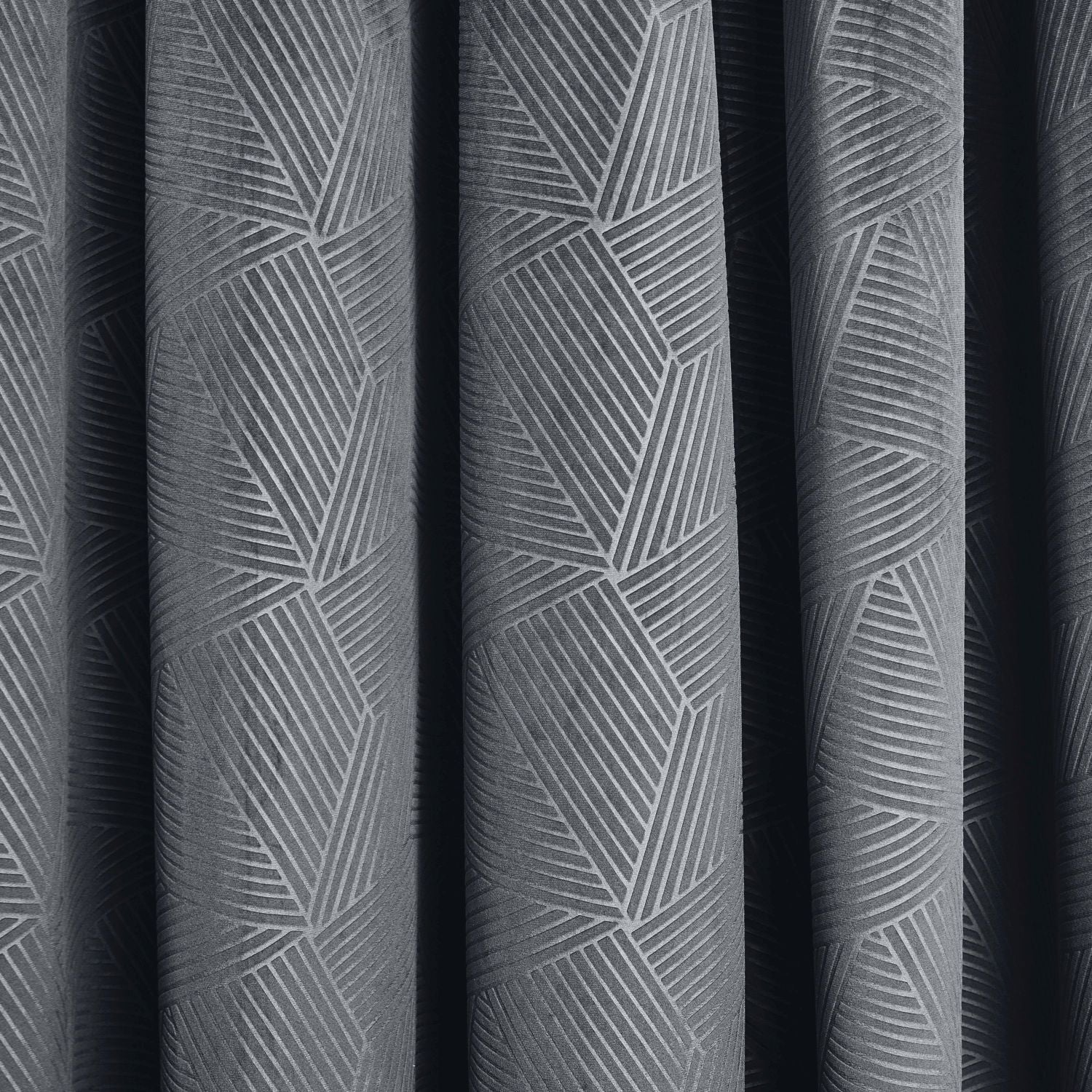 Midnight Charcoal Grey Embossed Velvet Thermal Eyelet Door Curtain