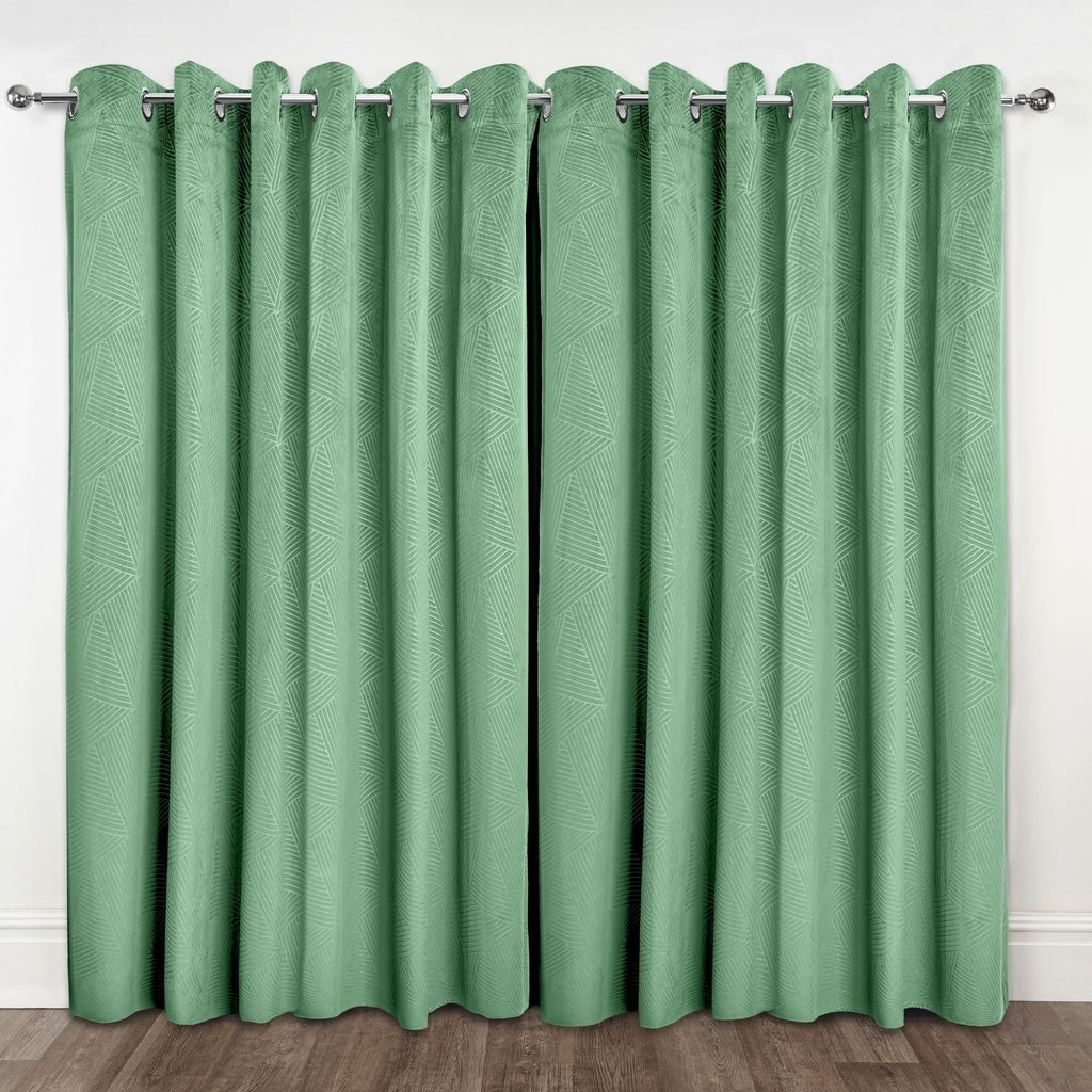 Midnight Green Velvet Blackout Eyelet Curtains