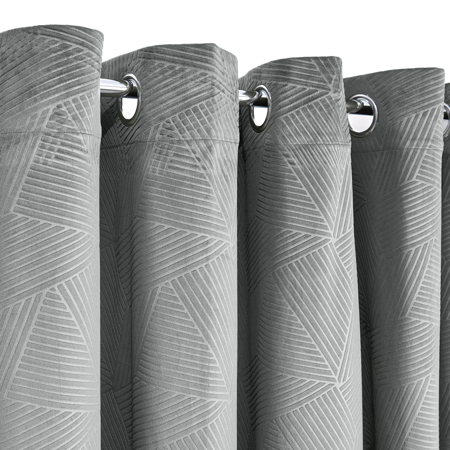 Midnight Silver Embossed Velvet Thermal Eyelet Door Curtain