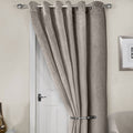Midnight Stone Embossed Velvet Thermal Eyelet Door Curtain