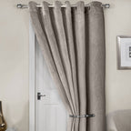 Midnight Stone Embossed Velvet Thermal Eyelet Door Curtain