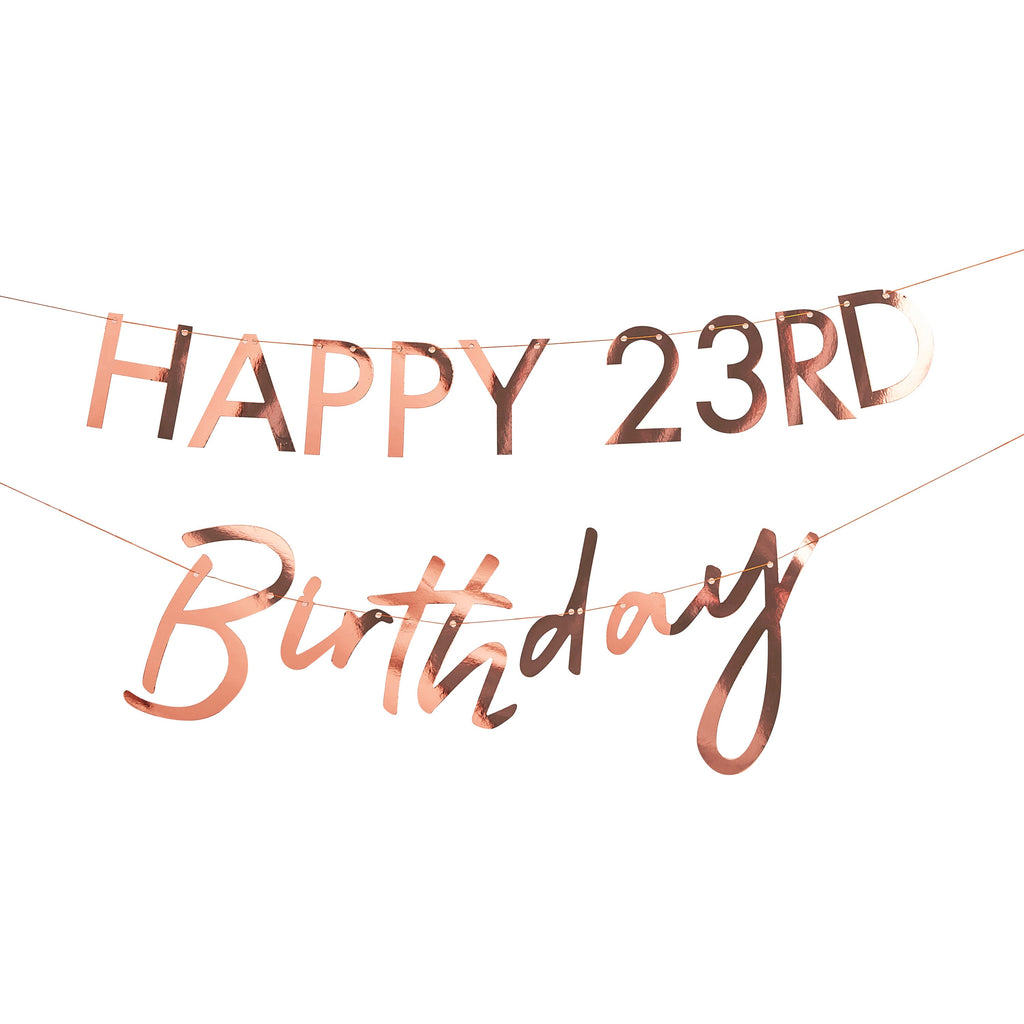Customisable Milestone Rose Gold Birthday Banner