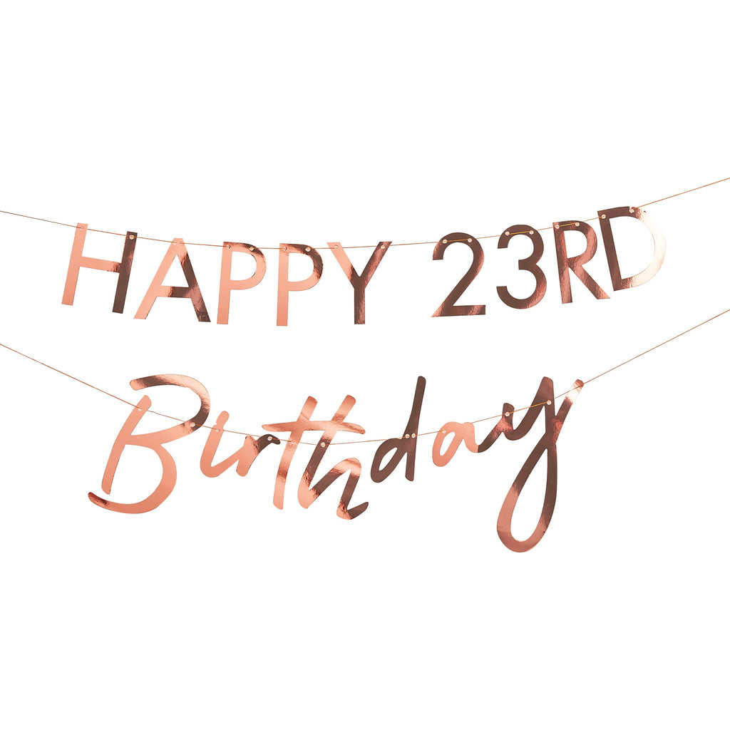 Customisable Milestone Rose Gold Birthday Banner- 5 Inner Pack