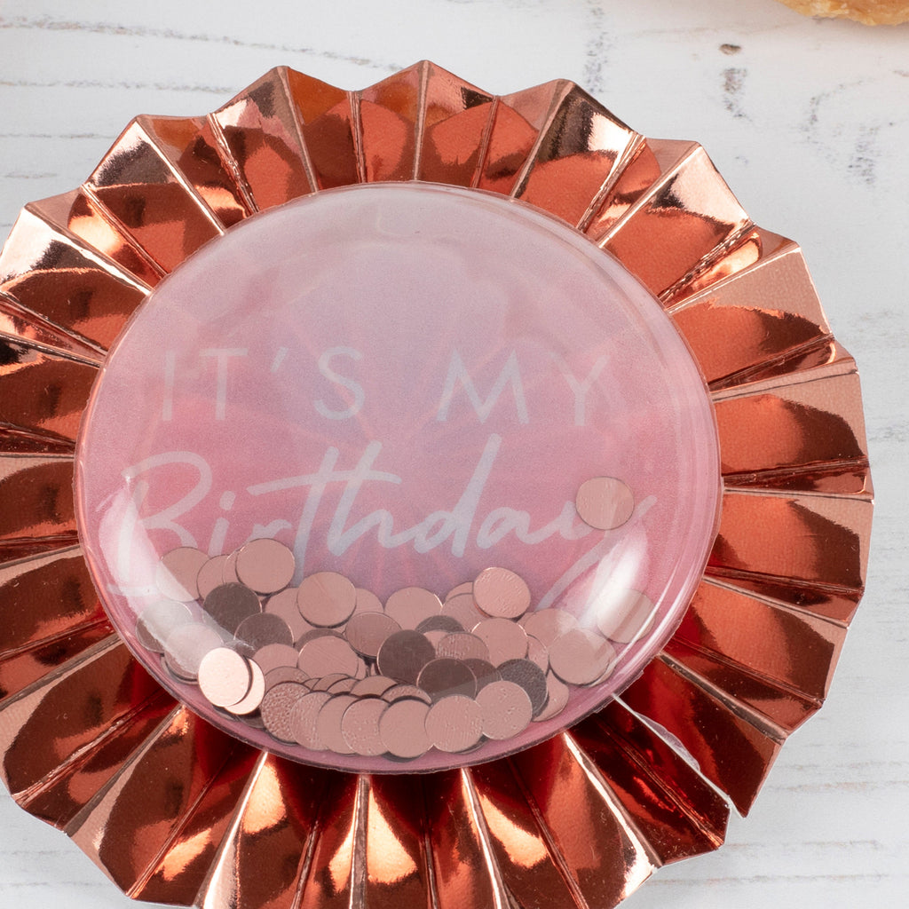 It's My Birthday Rose Gold Bubble Badge- 5 Inner Pack