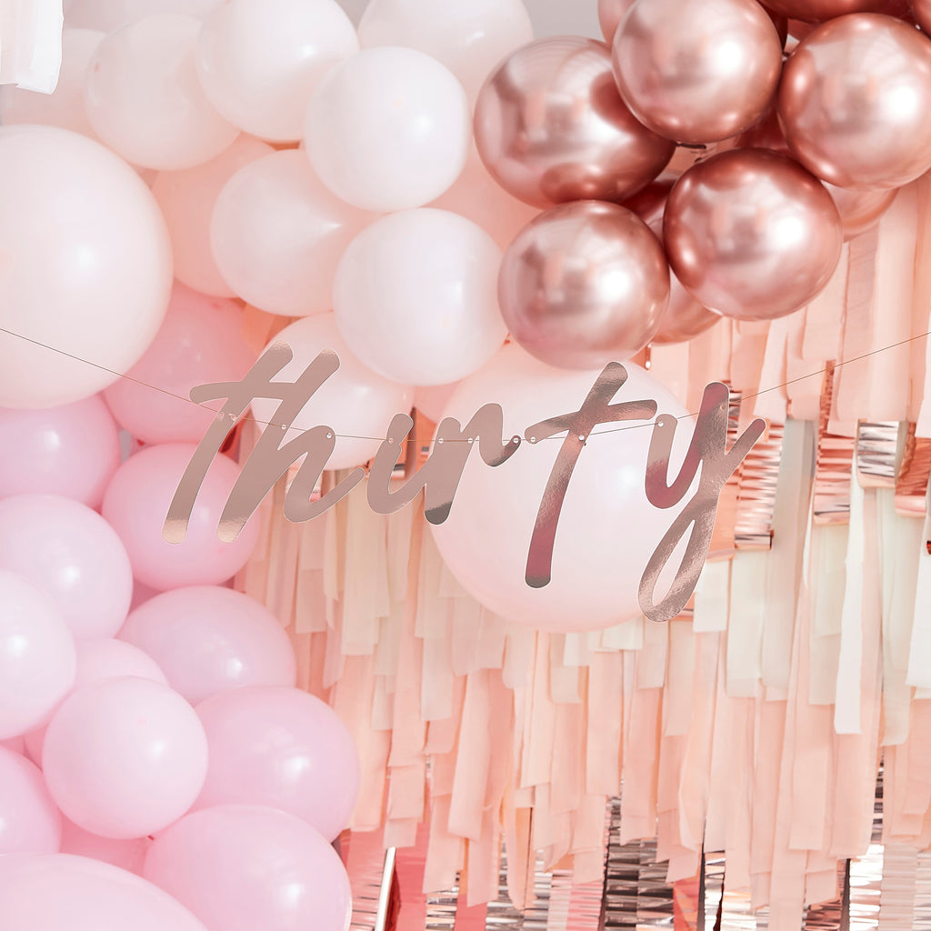 30th Rose Gold Happy Birthday Banner Bunting- 5 Inner Pack