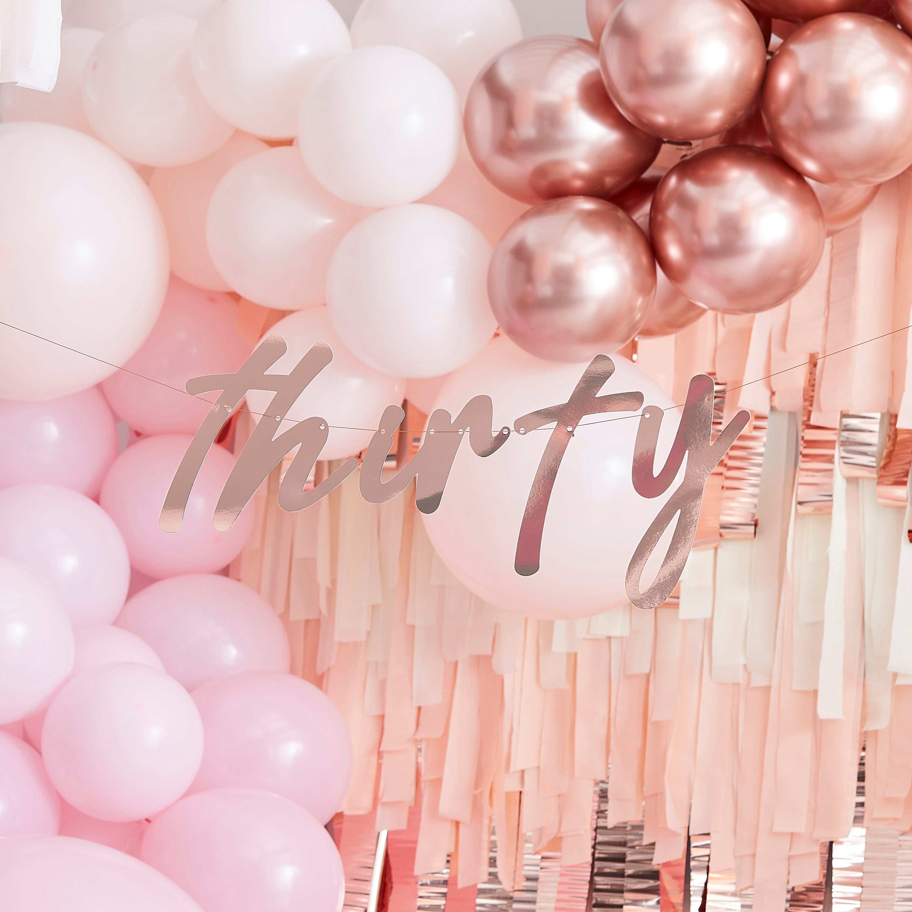 30th Rose Gold Happy Birthday Banner Bunting- 5 Inner Pack