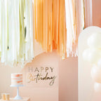 Peach and Gold Hanging Streamer Party Backdrop