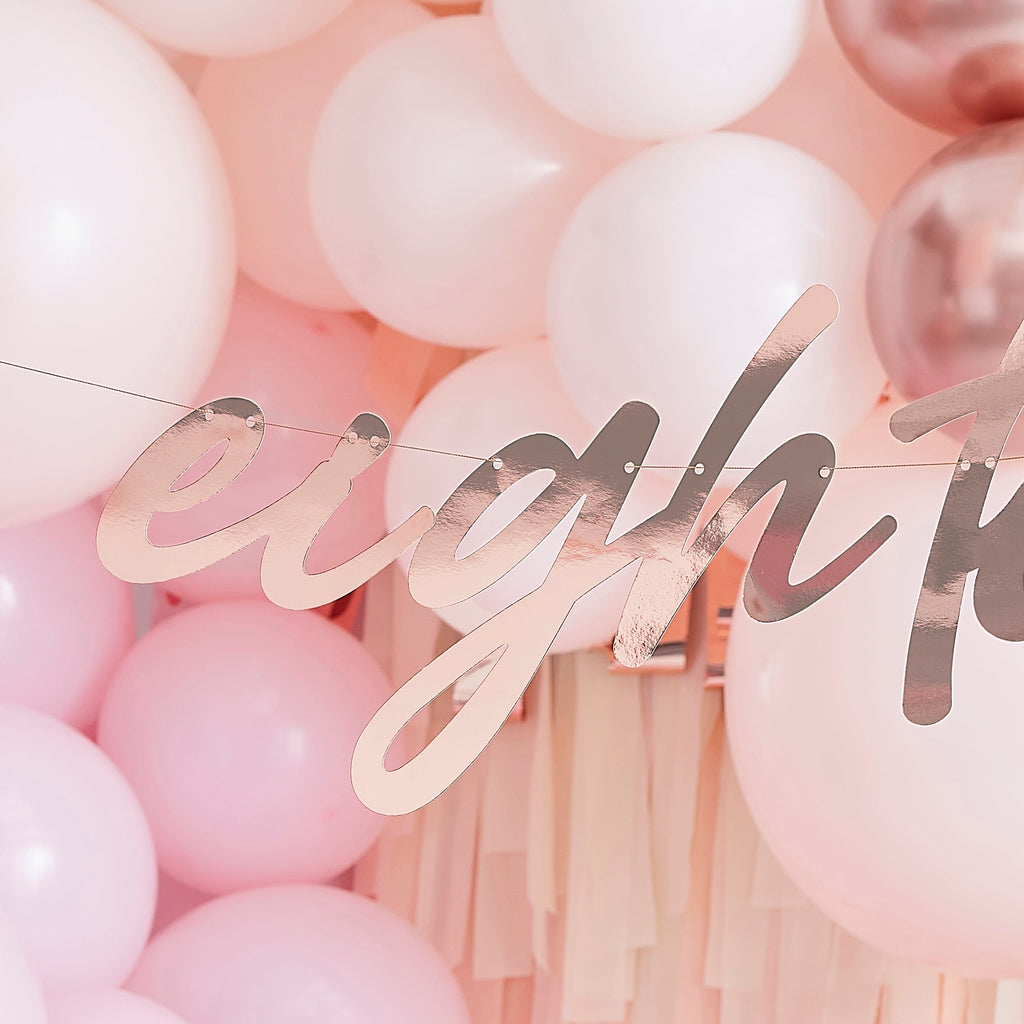 18th Rose Gold Happy Birthday Banner Bunting- 5 Inner Pack