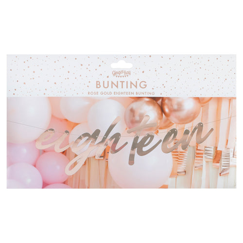 18th Rose Gold Happy Birthday Banner Bunting- 5 Inner Pack