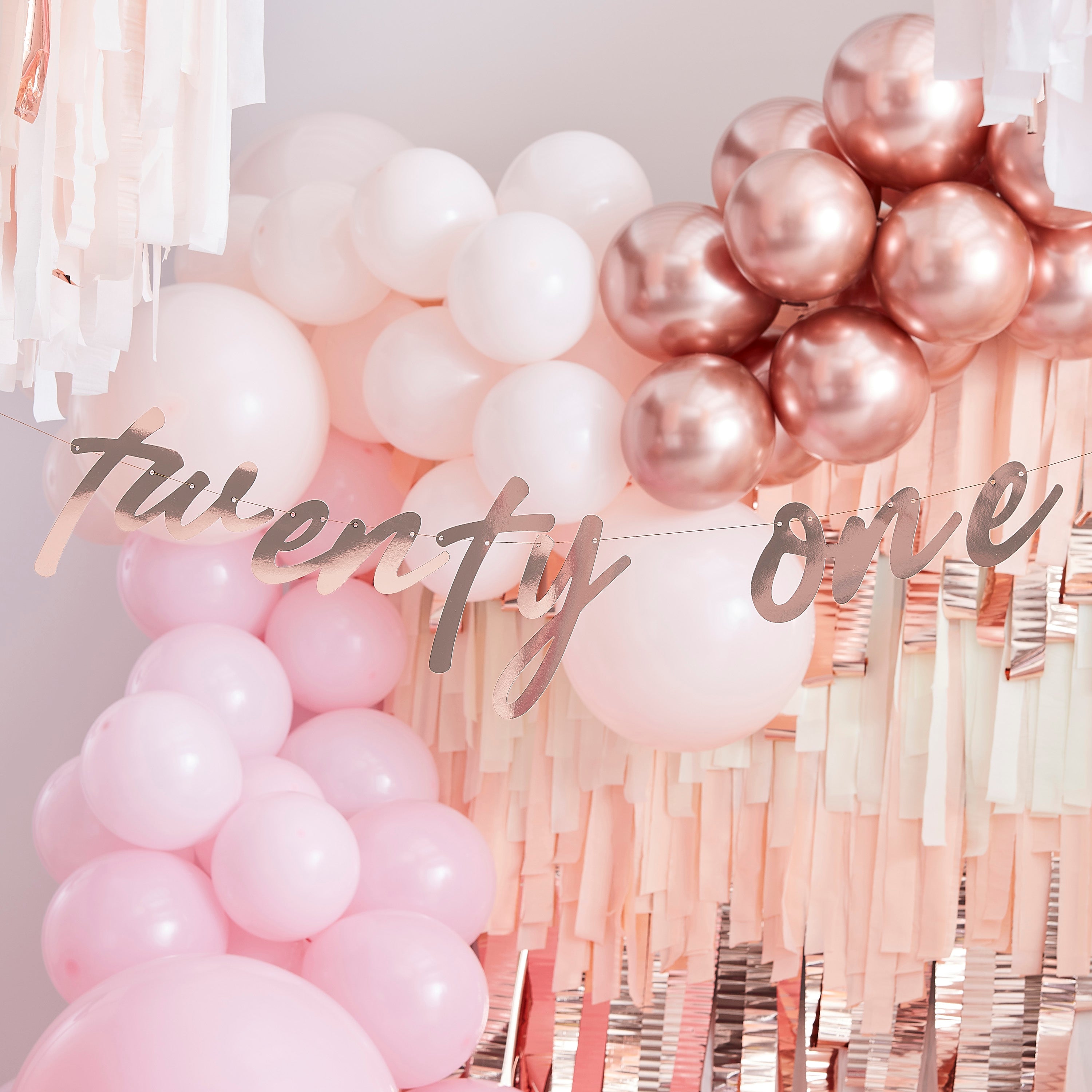 21st Rose Gold Happy Birthday Banner Bunting- 5 Inner Pack