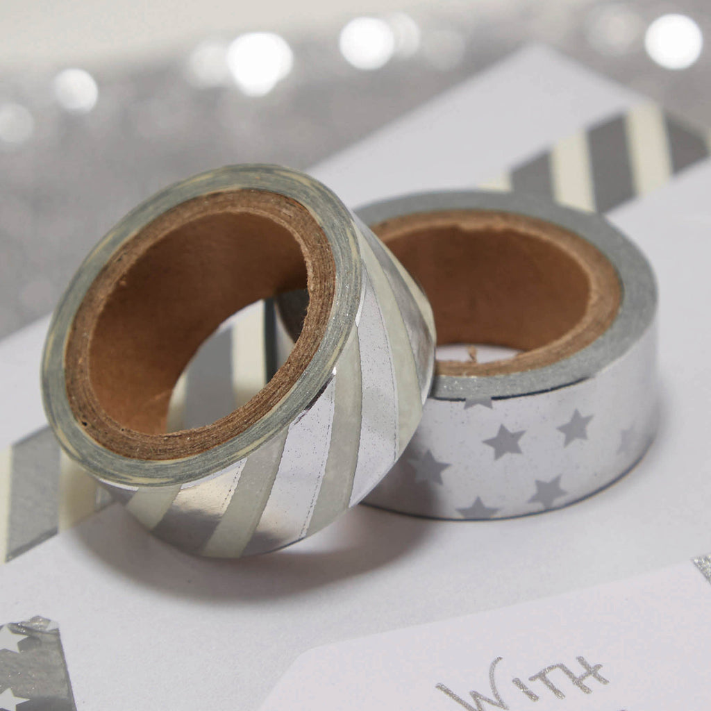 Silver Foiled Washi Tape - Metallic Perfection