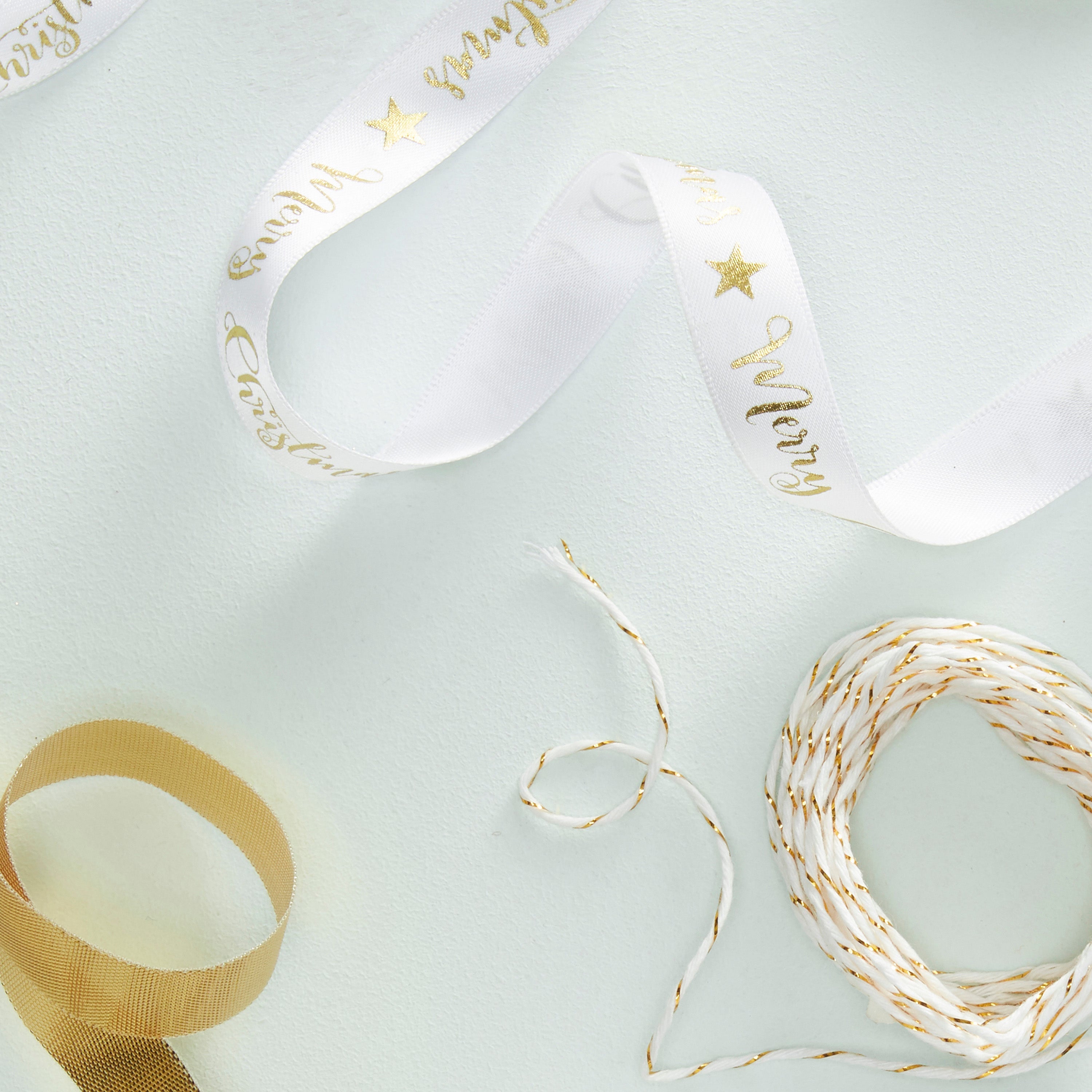 Merry Christmas Gold Foiled Ribbon Kit - Metallic Star