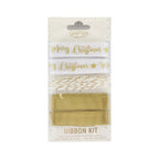 Merry Christmas Gold Foiled Ribbon Kit - Metallic Star