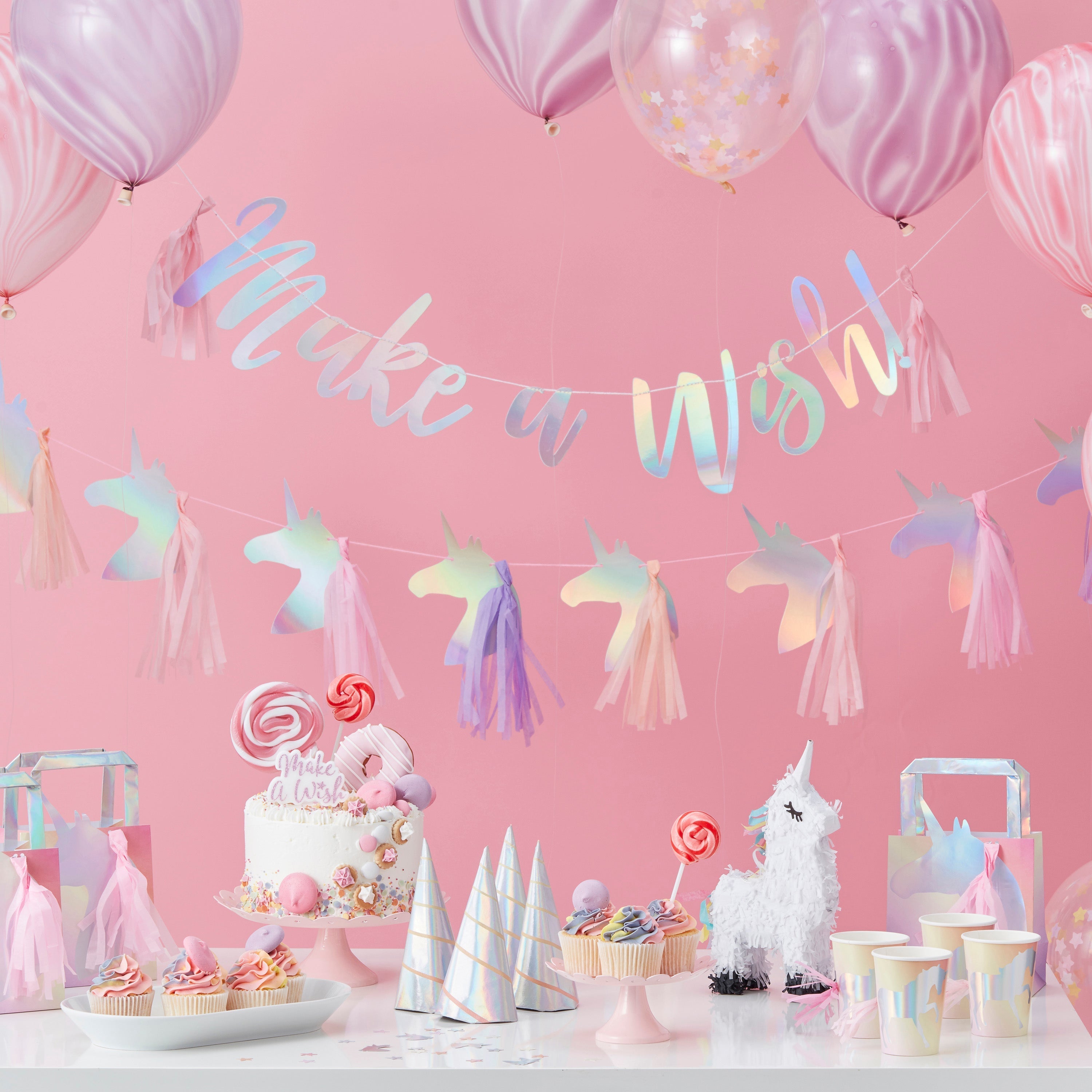 Iridescent Foiled Make a Wish Bunting - Make A Wish- 10 Inner Pack