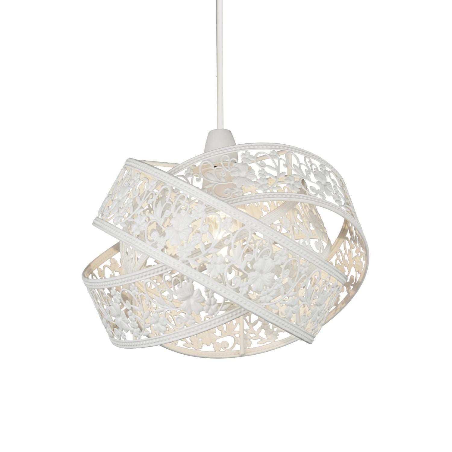 Matt White Ornate Fretwork Layered Light Shade
