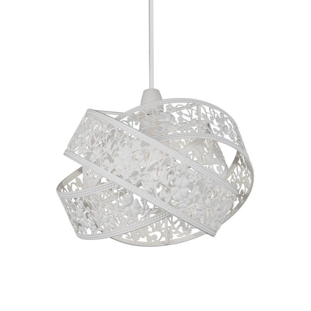 Matt White Ornate Fretwork Layered Light Shade