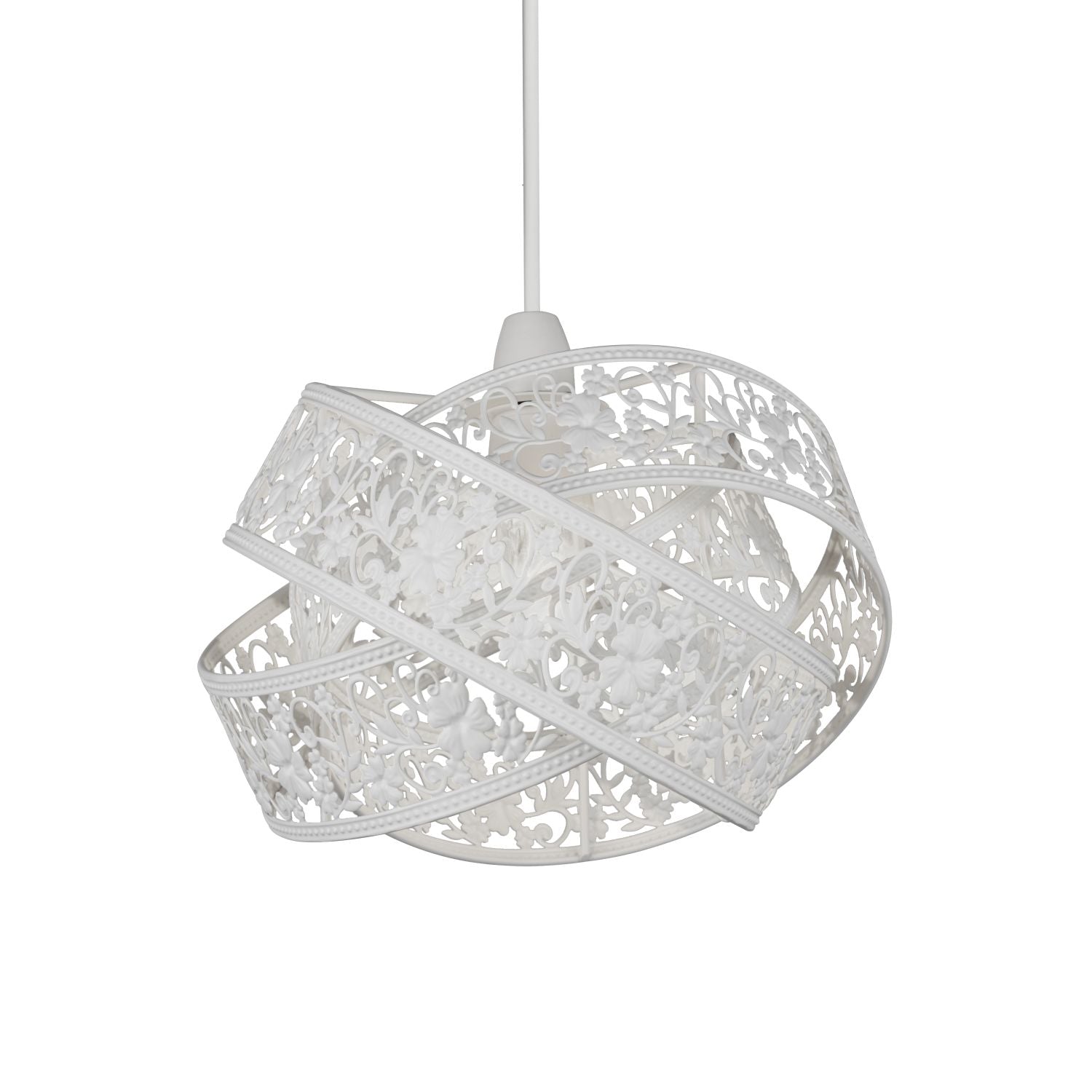 Matt White Ornate Fretwork Layered Light Shade