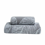 Matteo Grey Leaf Print 550gsm Cotton Towels